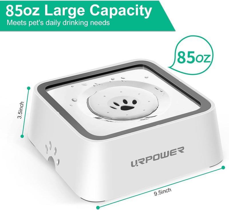 URPOWER 2.5L Dog Water Bowl 85oz Large Capacity Dog Bowls No Spill Pet Water Dispenser for Messy Drinkers Splash Proof Slow Feeder Vehicle Carried Travel Bowl for Dogs, Cats &Pets - Image 3